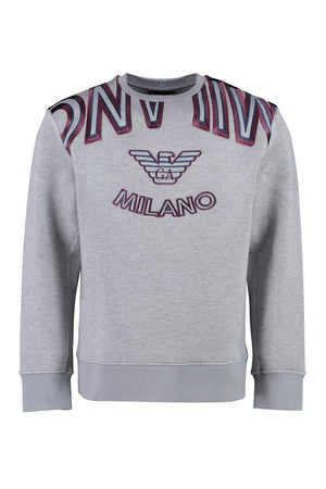 Embroidered logo crew-neck sweatshirt-0